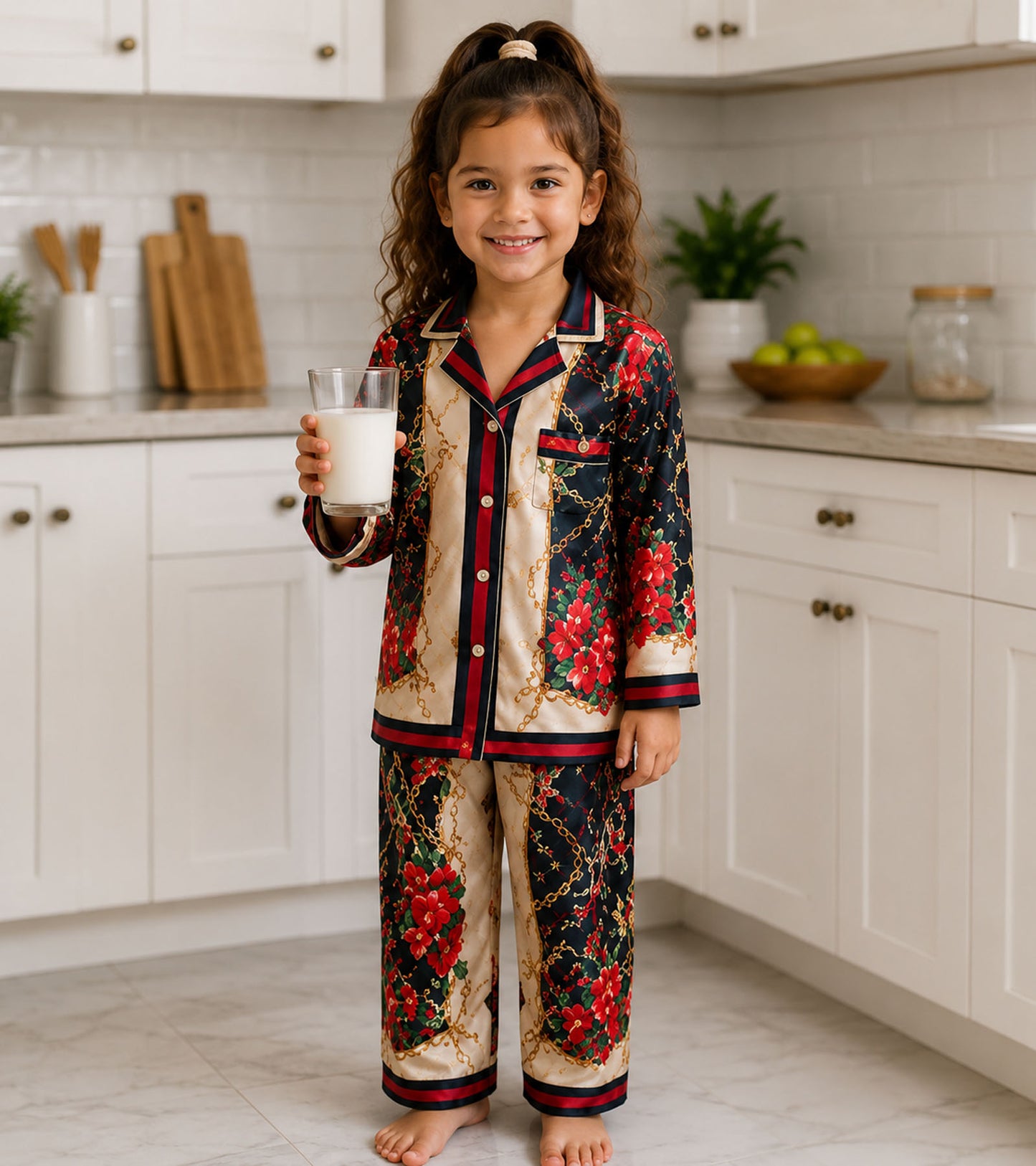 Flora Belle Printed Girls Pure Cotton Nightsuit Set
