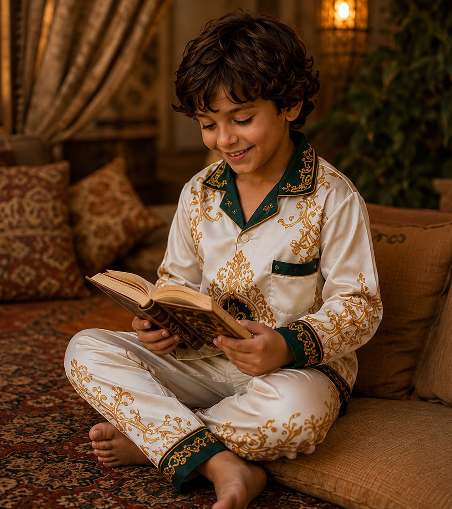 Golden Majesty Luxe Pure Cotton Printed Nightsuit Set