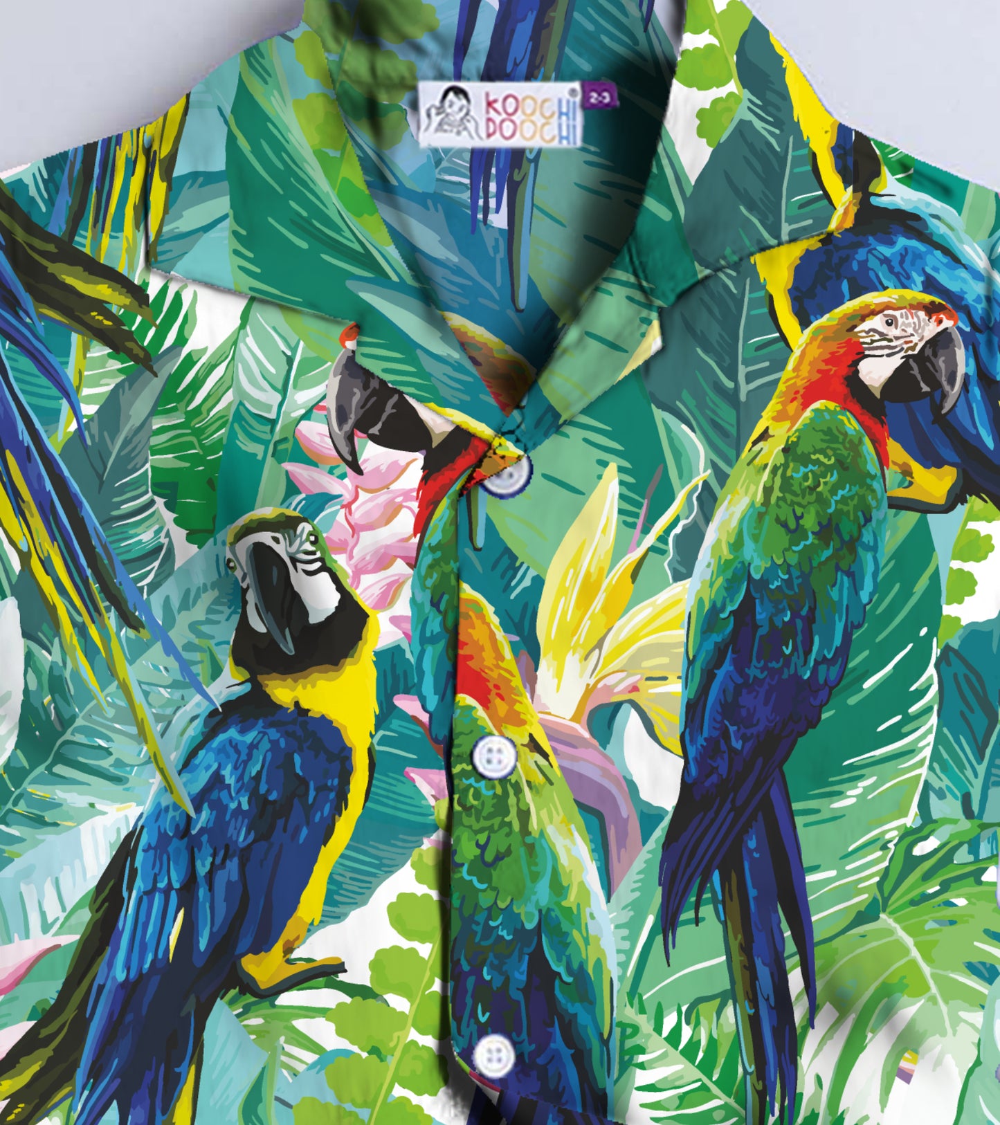 Green Parrot Printed Boys Co ord Set