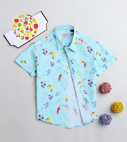 Bird Printed Half Sleeve Shirt
