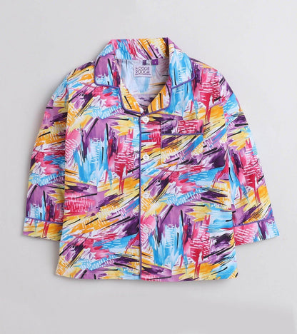 Abstract Printed Girls Nightsuit Set