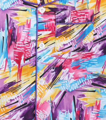 Abstract Printed Girls Nightsuit Set
