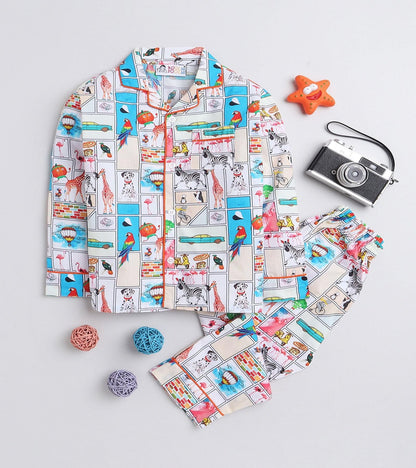 Animal Planet Boys Printed Night Suit Set