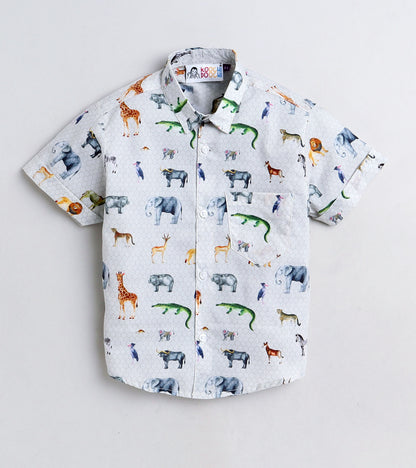 Animal Printed Boys Half Shirt