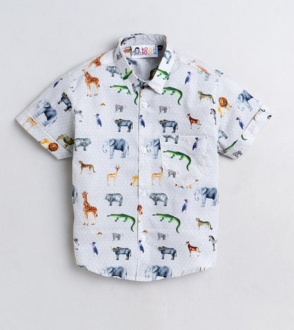 Animal Printed Boys Half Shirt