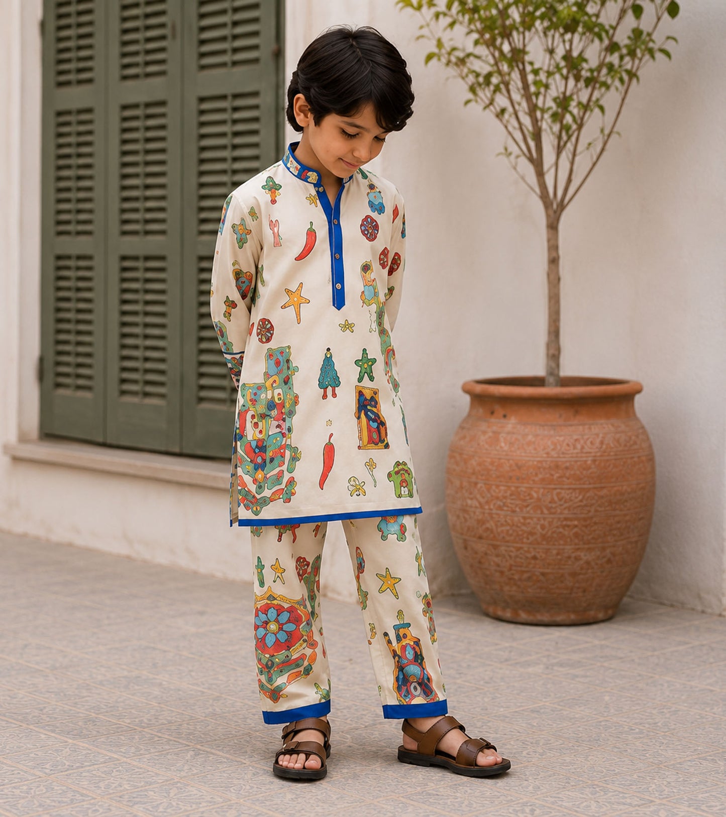 Artisan Blue Festive Pure Cotton Kurta Set