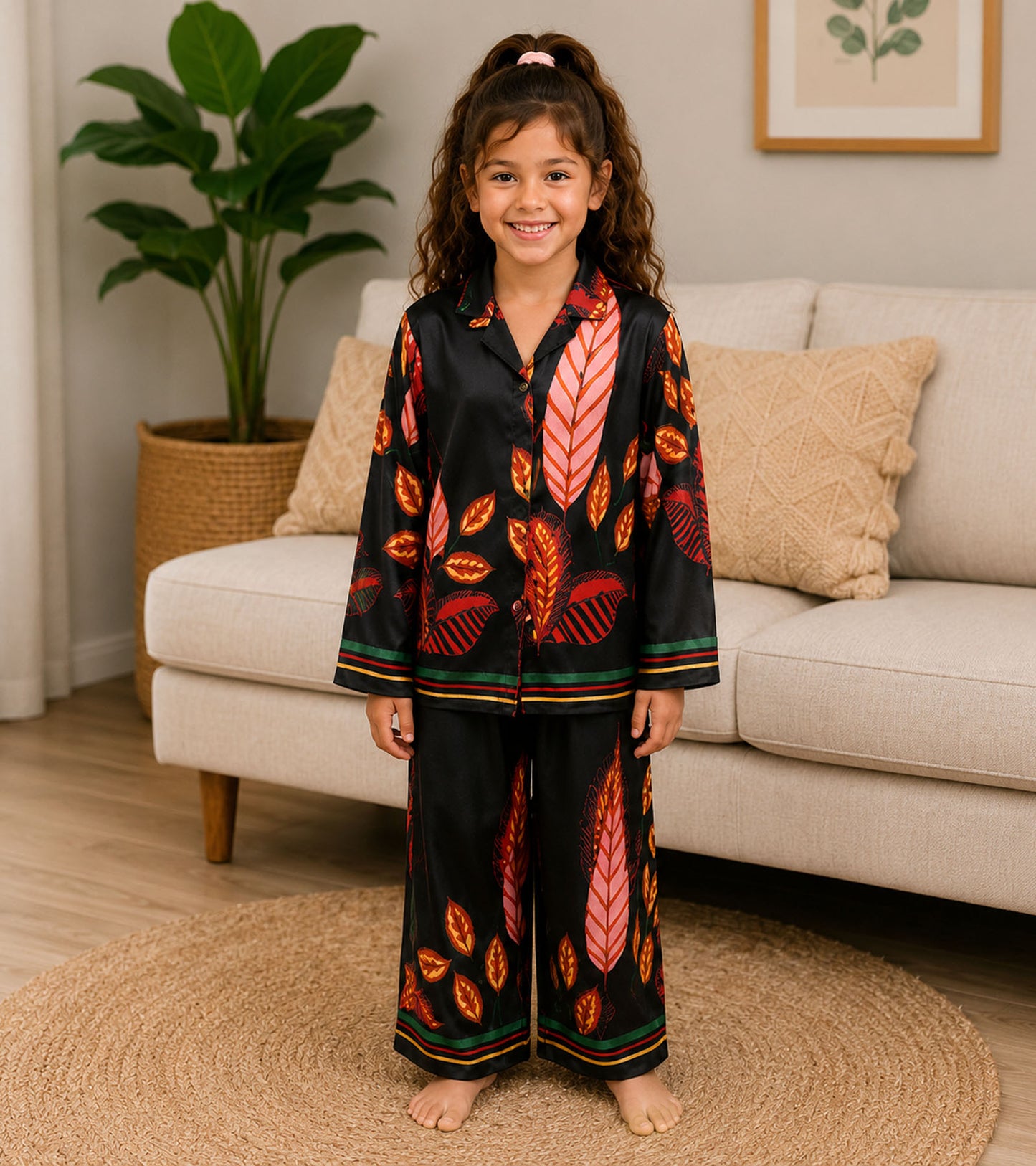 Autumn Belle Printed Girls Pure Cotton Nightsuit Set
