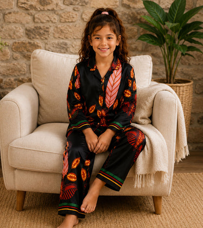 Autumn Belle Printed Girls Pure Cotton Nightsuit Set
