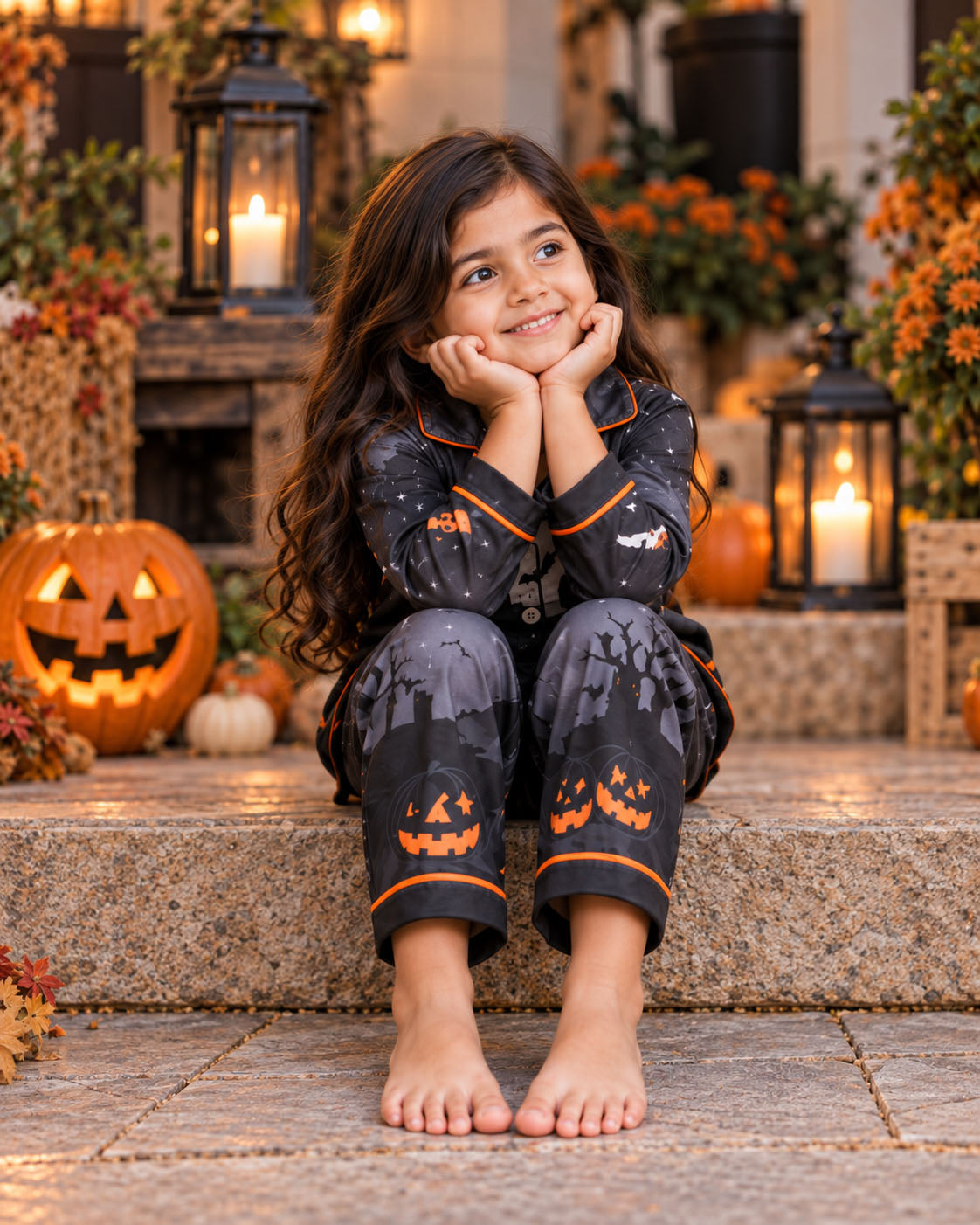 Bats & Castle  Halloween Pure Cotton Printed Pajama Set