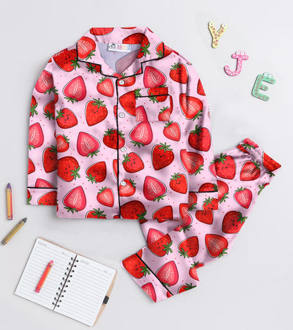 Berry Bloom Pure Cotton Printed Nightsuit Set