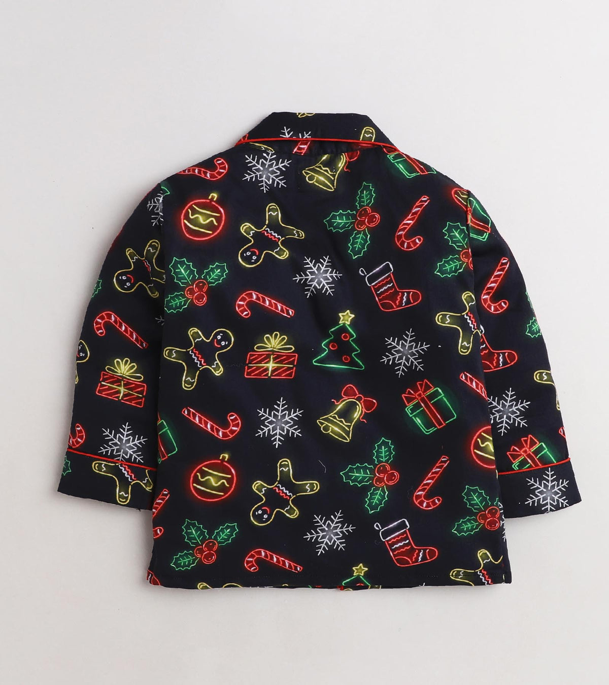 Black Printed Christmas Gift Nightsuit Set