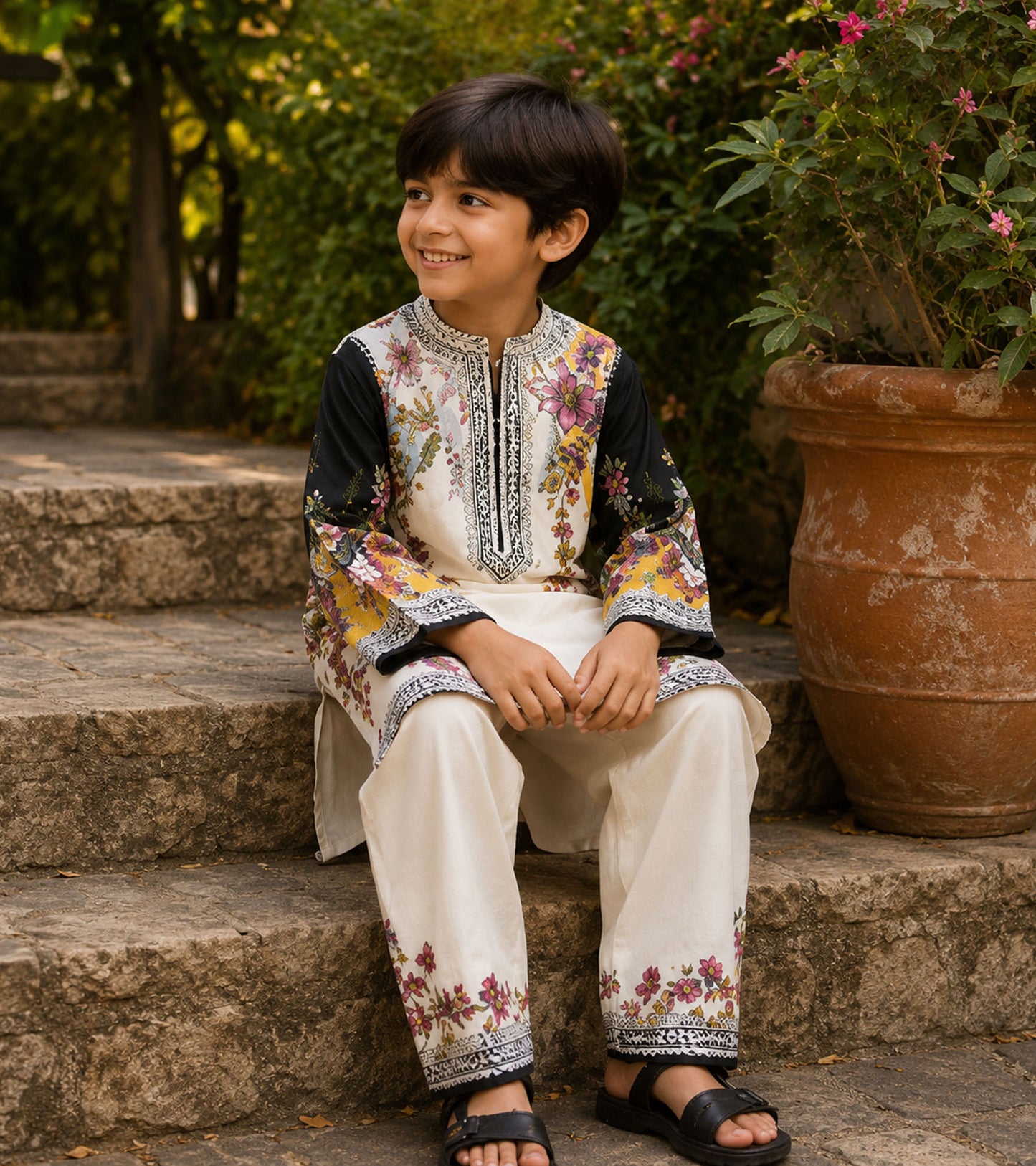 Blooming Vines Festive Pure Cotton Kurta Set