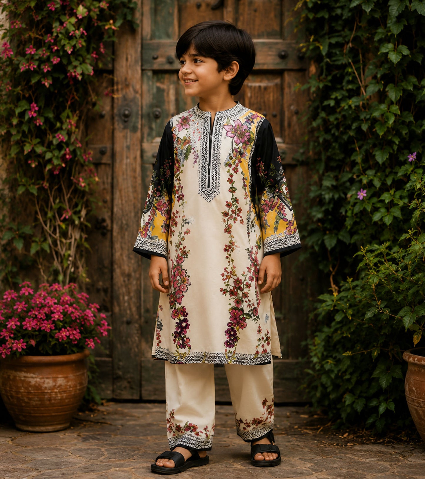 Blooming Vines Festive Pure Cotton Kurta Set
