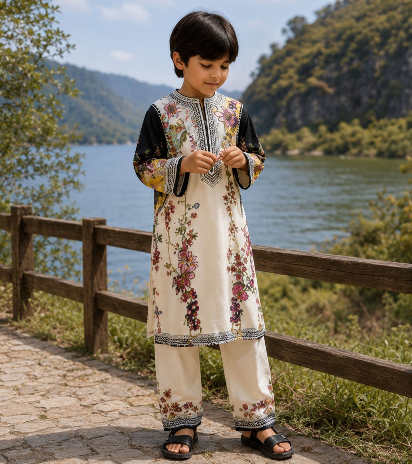Blooming Vines Festive Pure Cotton Kurta Set