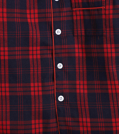 Blue and Red Checks Christmas Printed Nightsuit Set