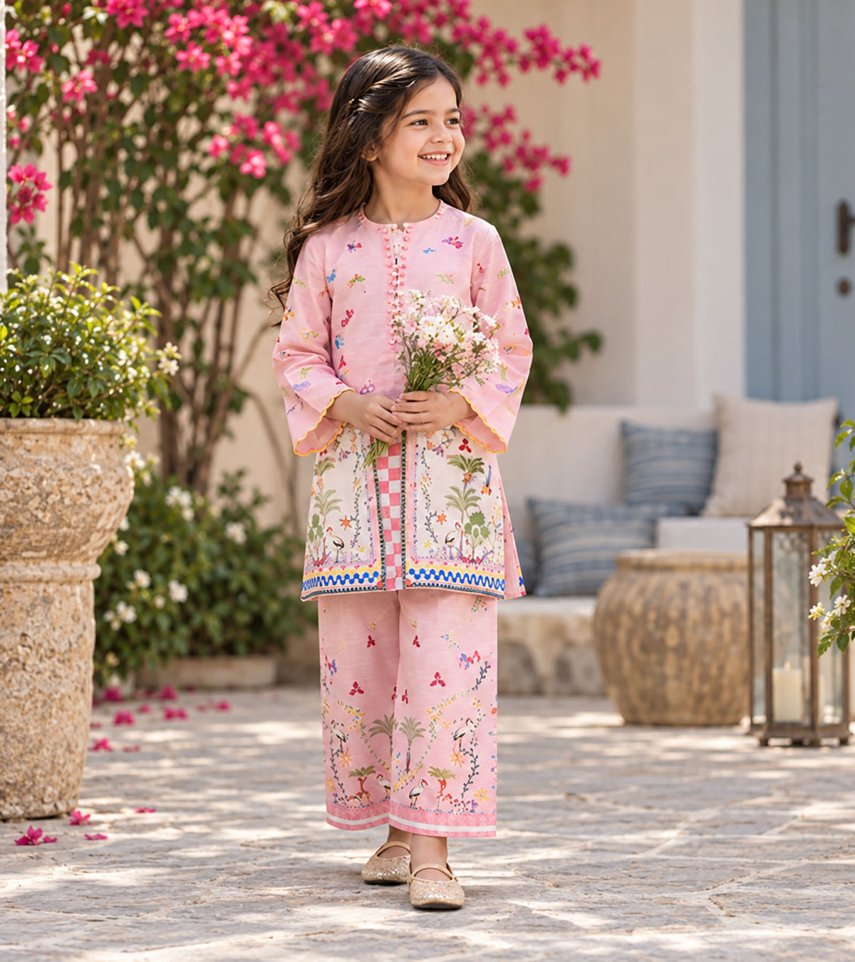 Blush Garden Girls Pyjama Kurta Set