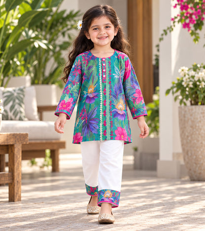Botanical Jewel Girls Pyjama Kurta Set