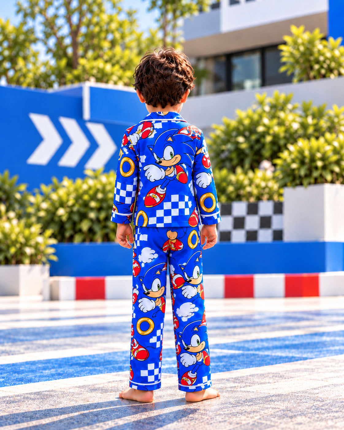 Turbo Dash Royal Blue Pure Cotton Printed Boys Nightsuit Set