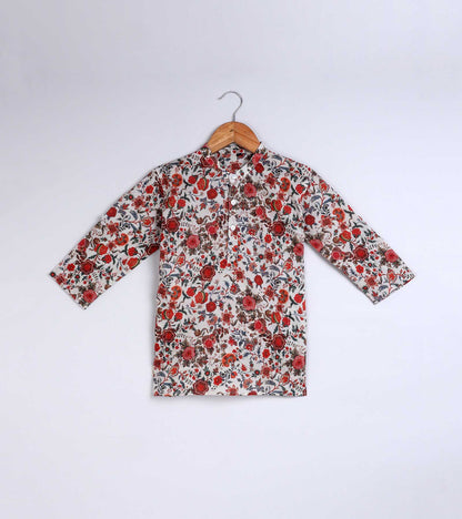 Boys Ethnic Floral Printed Kurta Set