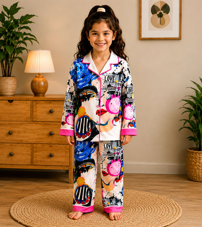 Bubble Pop Printed Girls Pure Cotton Nightsuit Set