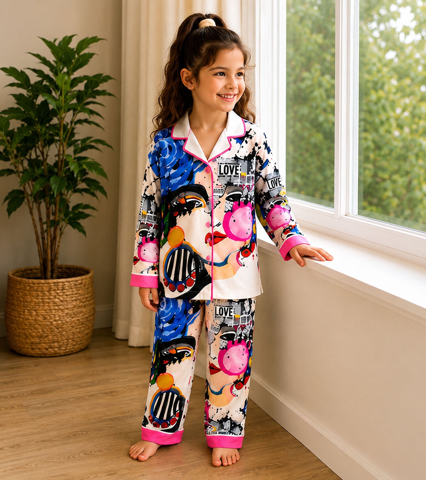Bubble Pop Printed Girls Pure Cotton Nightsuit Set