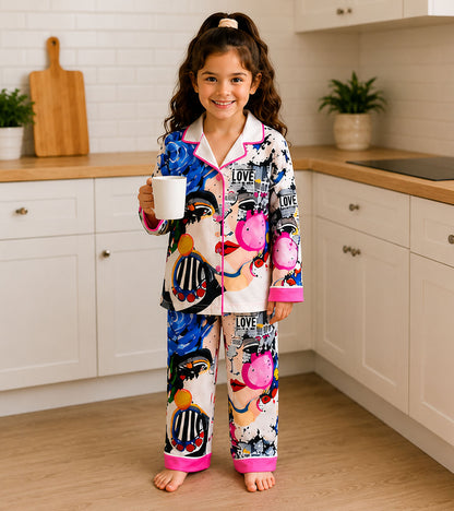 Bubble Pop Printed Girls Pure Cotton Nightsuit Set
