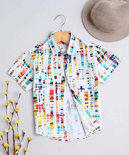 Bubbles Print Pure Cotton Half Sleeve Shirt For Boys