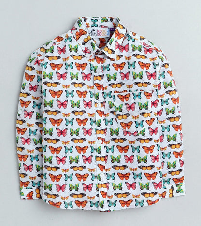 Butterfly Printed Boys Full Sleeve Shirt