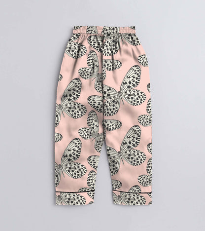 Butterfly Printed Girls Pure Cotton Nightsuit Set