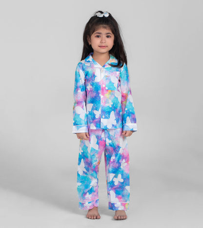 Butterfly in Reverse Printed Girls Nightsuit Set