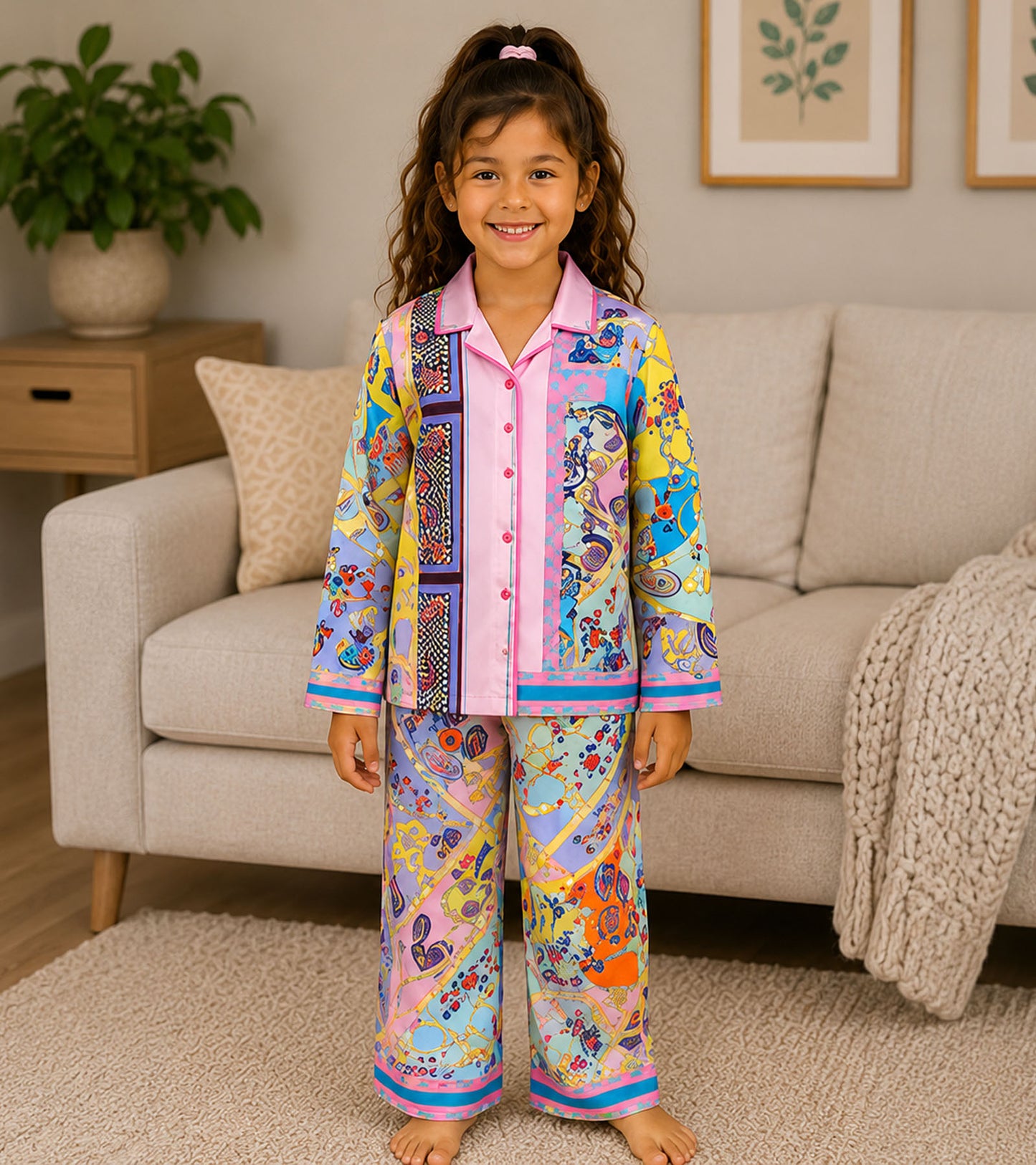Candy Melody Printed Girls Pure Cotton Nightsuit Set