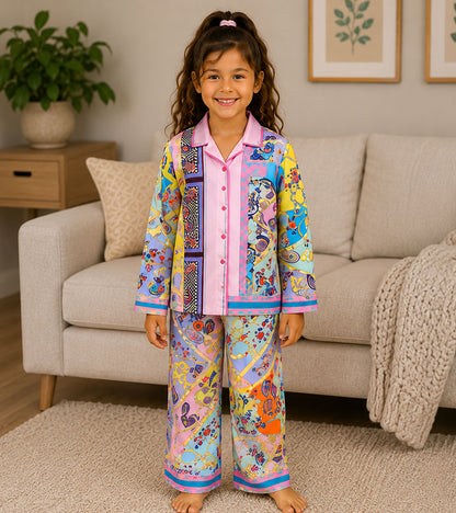 Candy Melody Printed Girls Pure Cotton Nightsuit Set