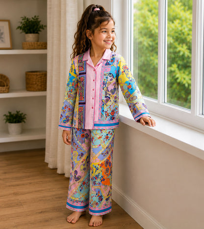 Candy Melody Printed Girls Pure Cotton Nightsuit Set