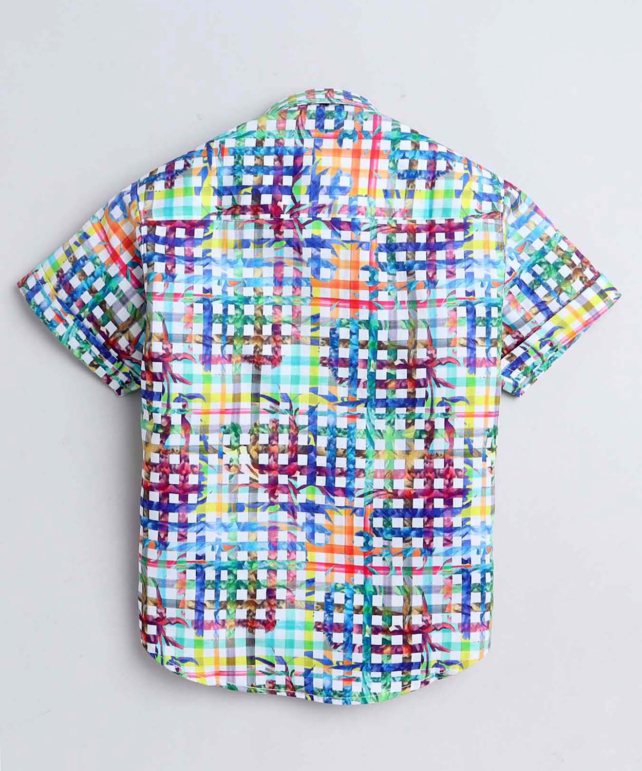 Checks Print Pure Cotton Half Sleeve Shirt For Boys