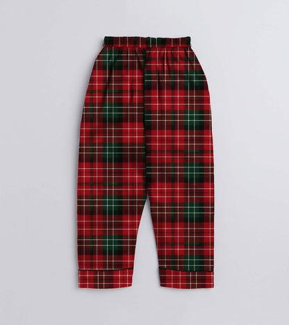 Checks  Pure Cotton Christmas Printed Nightsuit Set