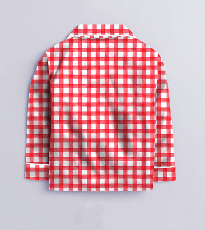 Christmas Checks  Pure Cotton Christmas Printed Nightsuit Set