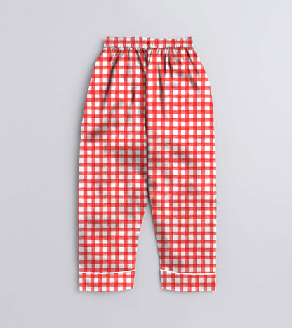 Christmas Checks  Pure Cotton Christmas Printed Nightsuit Set
