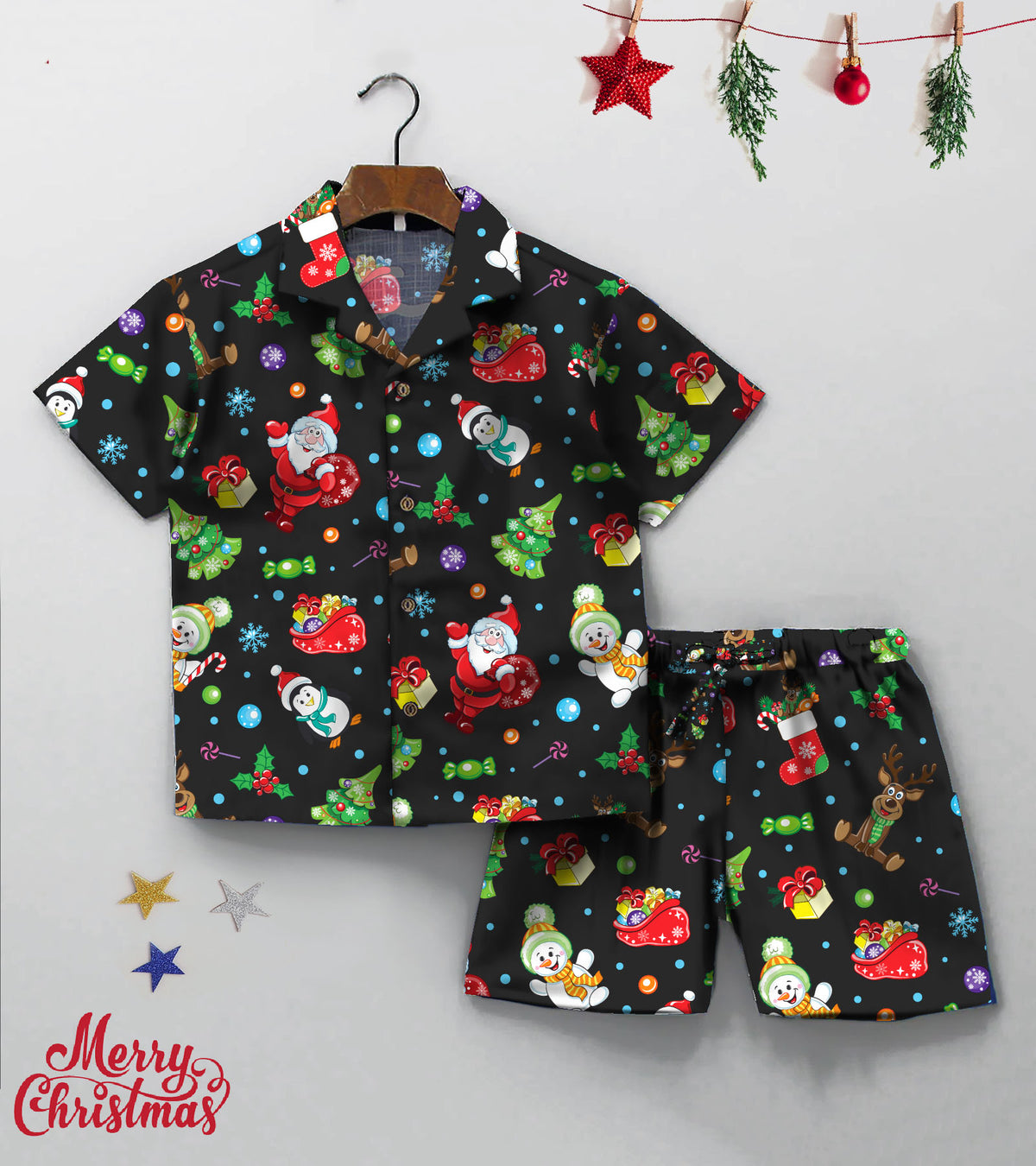 Christmas Theme Printed Boys Co ord Set