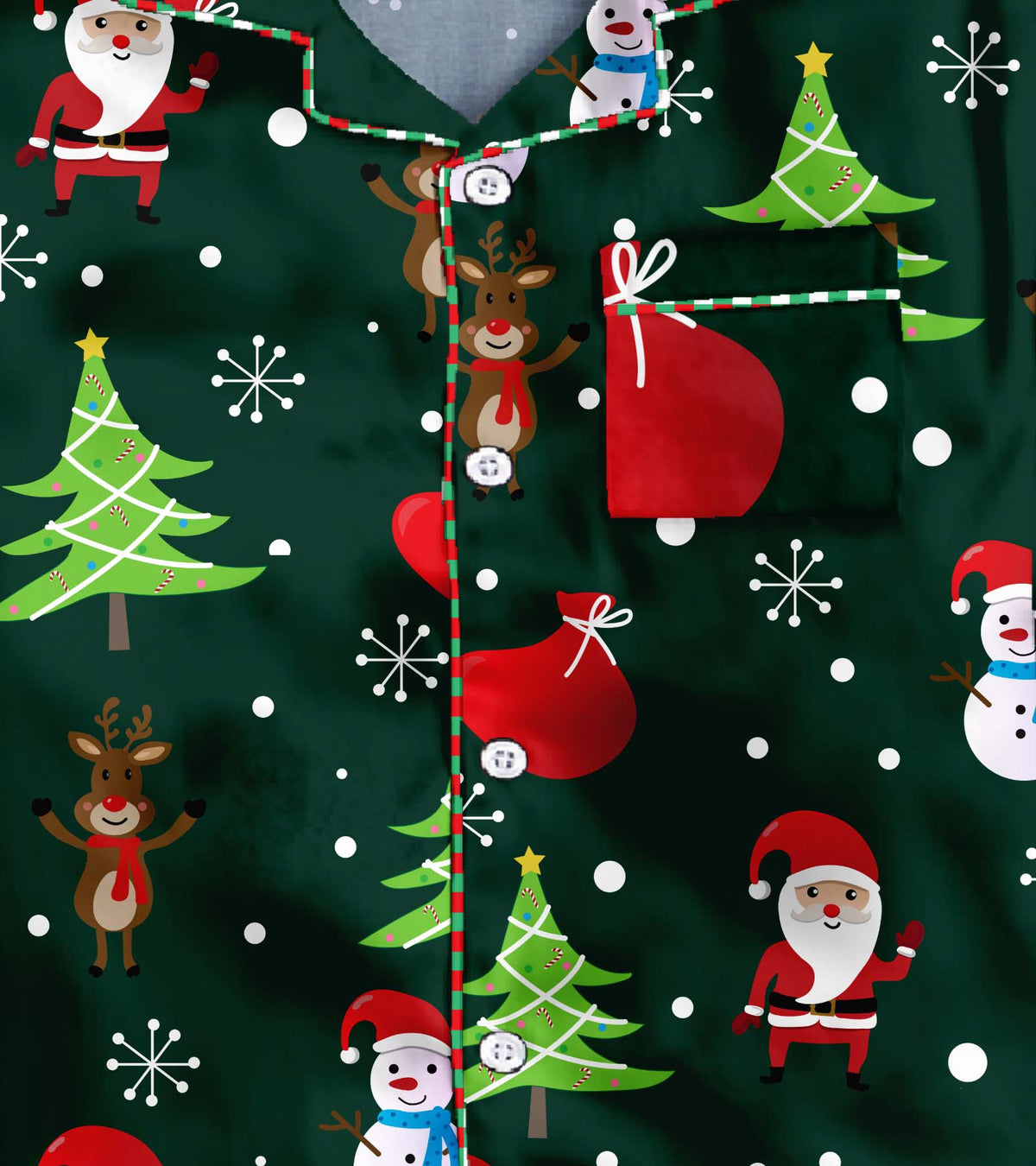 Christmas Tree Pure Cotton Christmas Printed Nightsuit Set