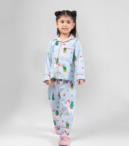 Christmas with Lama Printed Nightsuit Set