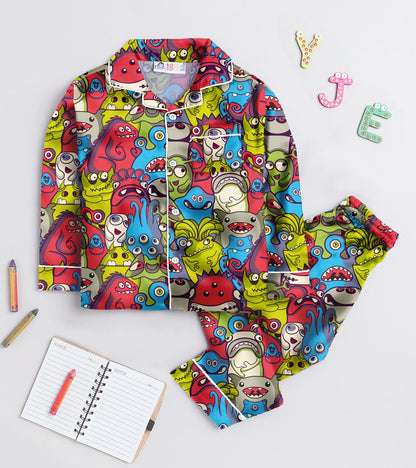 Cute Monster Pure Cotton Printed Nightsuit Set