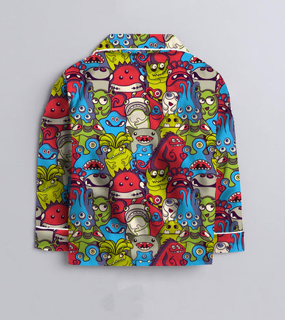 Cute Monster Pure Cotton Printed Nightsuit Set