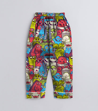 Cute Monster Pure Cotton Printed Nightsuit Set