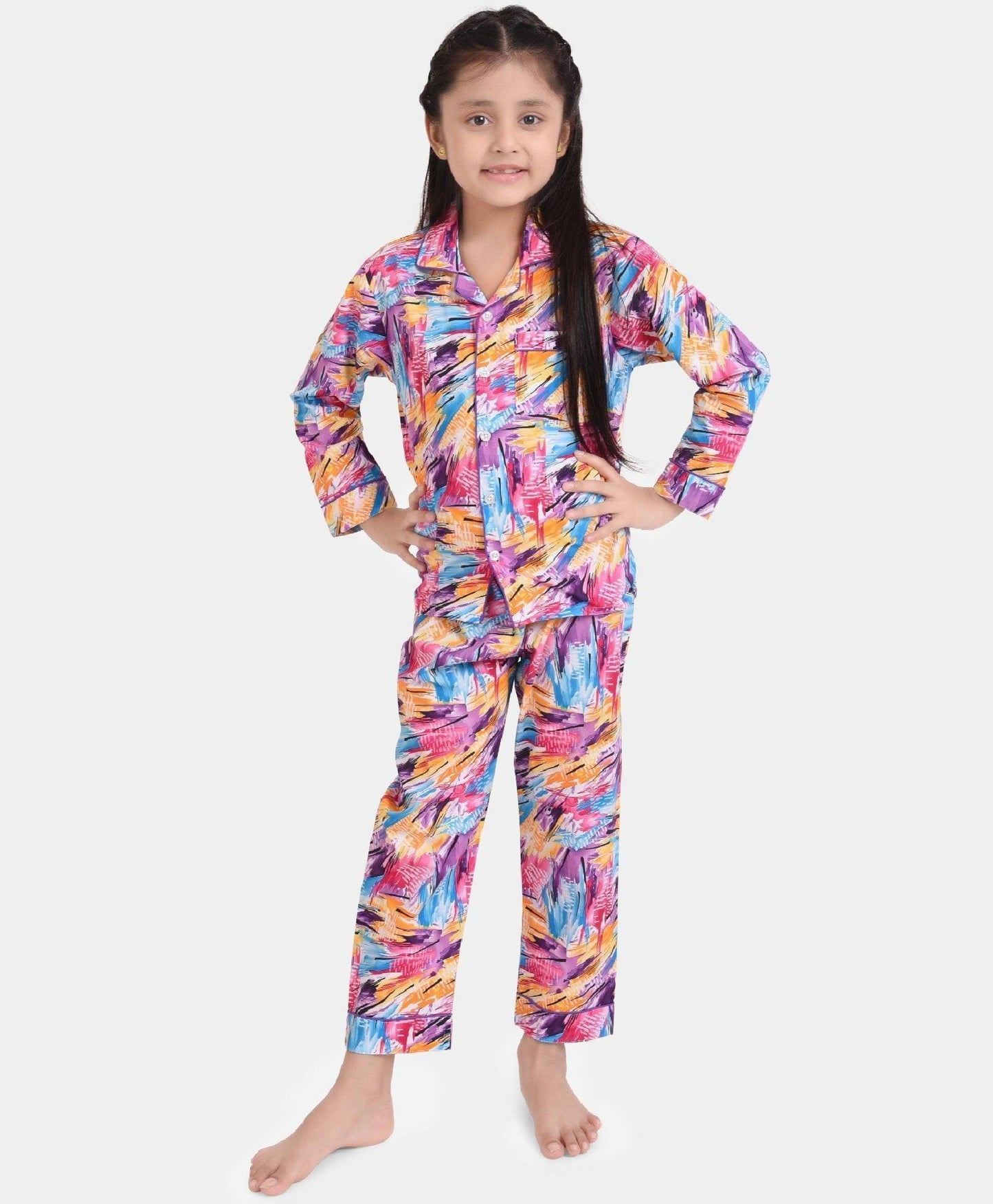 Abstract Printed Girls Nightsuit Set