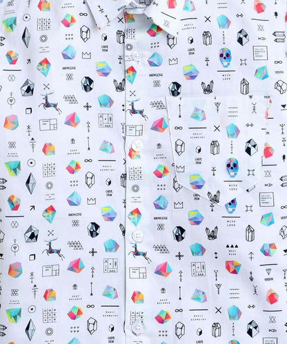 Diamond Print Pure Cotton Half Sleeve Shirt For Boys
