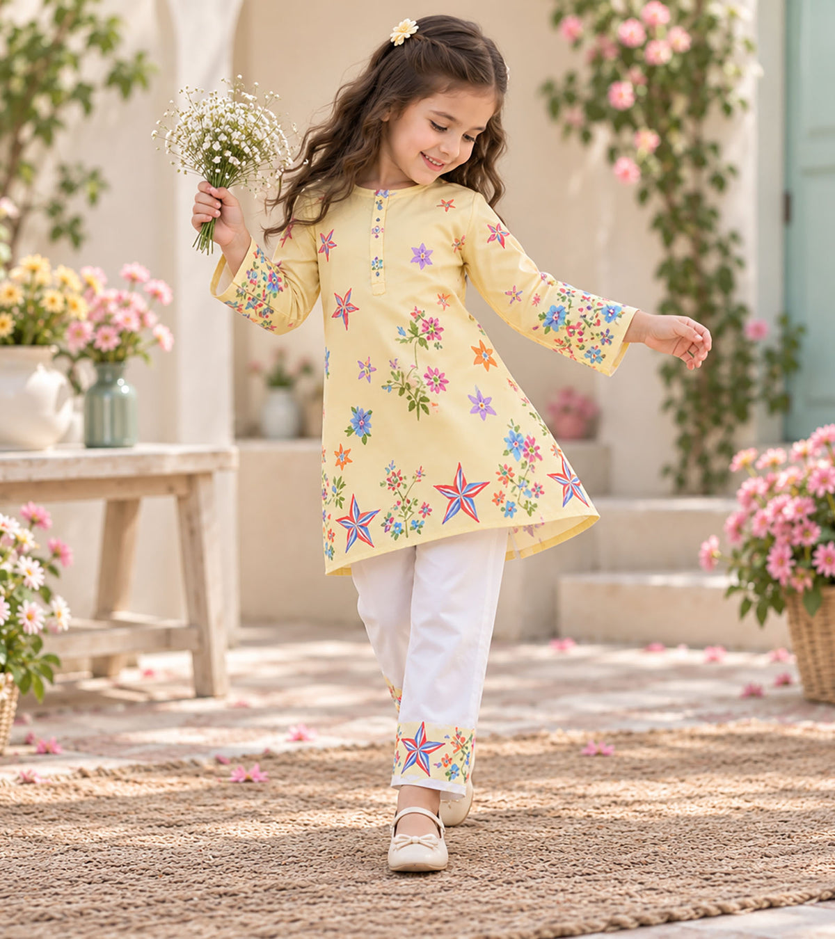 Daisy Glow Girls Pyjama Kurta Set
