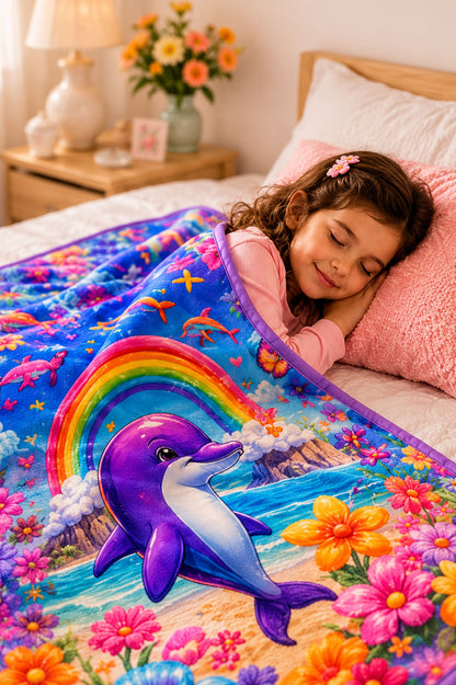 Dolphin Garden Dream Girls Blanket Pure Cotton