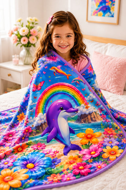 Dolphin Garden Dream Girls Blanket Pure Cotton