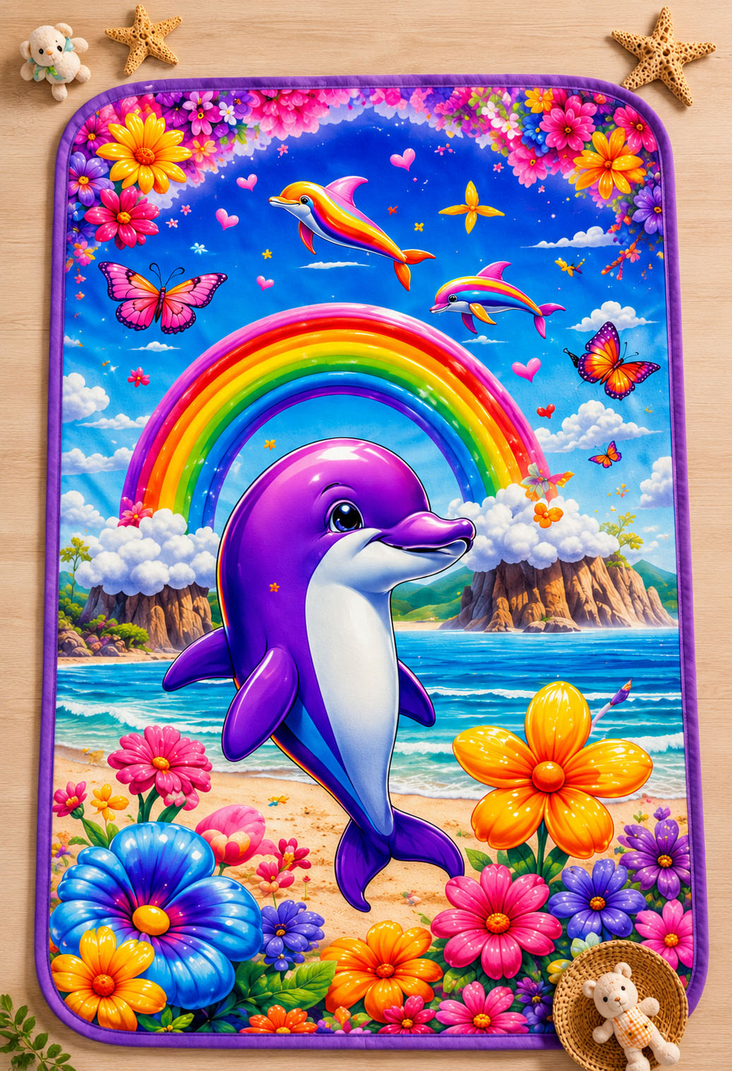 Dolphin Garden Dream Girls Blanket Pure Cotton
