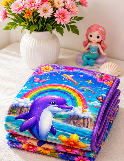 Dolphin Garden Dream Girls Blanket Pure Cotton